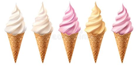 Many Different Templates Soft Serve Ice Cream In A Waffle Cone On A