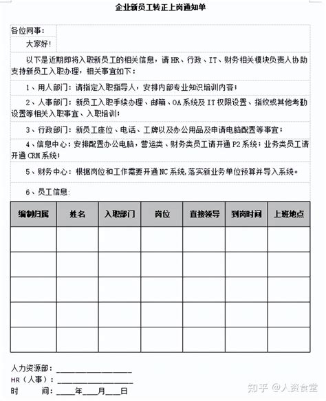 2022新员工入职告知书 Doc 知乎