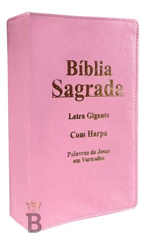 Biblia Sagrada Letra Gigante Luxo Popular Rosa Bb Harpa