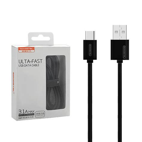 Kabel Usb Typ C 3A Somostel Czarny 3100Mah Quick Charger 1 2M Powerline