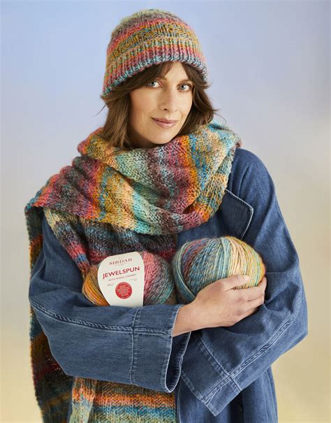 Sea Breeze Hat And Scarf Knitting Pattern Jewelspun With Wool Sirdar