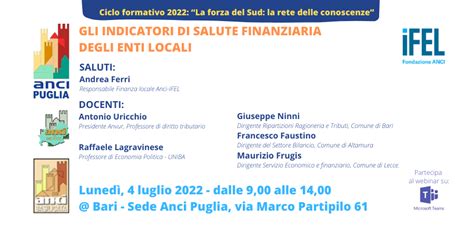 Gli Indicatori Di Salute Finanziaria Degli Enti Locali ANCI Puglia