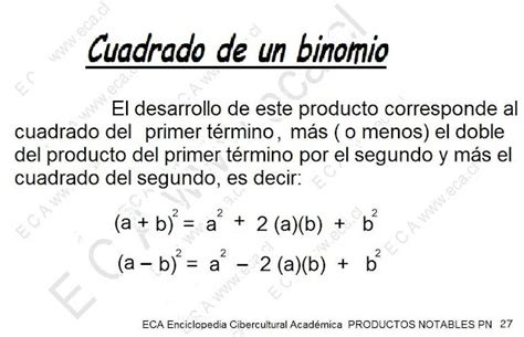 Lgebra Eca De Ense Anza Media Cuadrado De Un Binomio