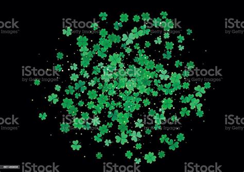 St Patricks Day Background Template With Falling Clover Leaves Stock