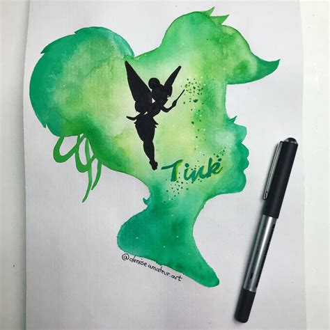 Tinkerbell Silhouette Pinting In 2023 Disney Canvas Disney Paintings