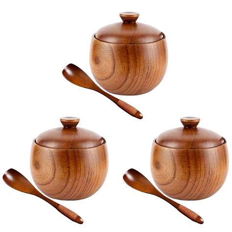 Wooden Salt Cellar Sugar Pepper Box Salt Seasoning Container Storage