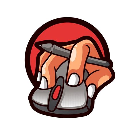 Mouse With Hand Illustration Logo computer personal 3463189 Vector Art ...