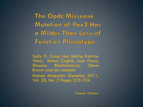 PPT The Opdc Missense Mutation Of Pax2 Has A Milder Than Loss Of