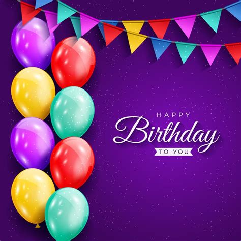 Happy birthday celebration background with realistic colorful balloons ...