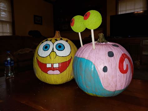 Spongebob And Gary Pumpkins Pumpkin Halloween Decorations Pumpkin