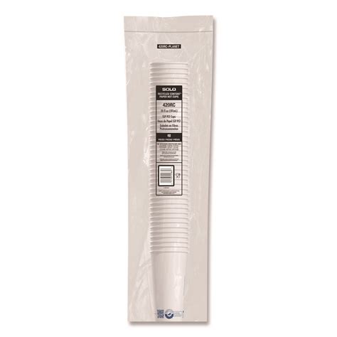 SOLO Recycled Content PCF Paper Hot Cups ProPlanet Seal 20 Oz White Blue 600 Carton
