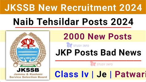 Jkssb New Posts Jkssb Naib Tehsildar Posts Update Jkssb New