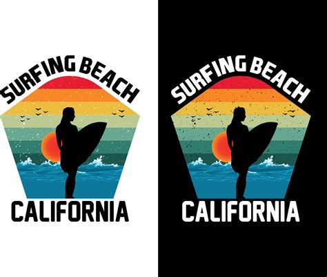 Surfing Beach California T Shirt Design 23905092 Vector Art At Vecteezy