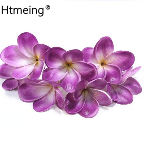 20pcs Pu Artificial Plumeria Hair Flower Stems Natural Real Touch