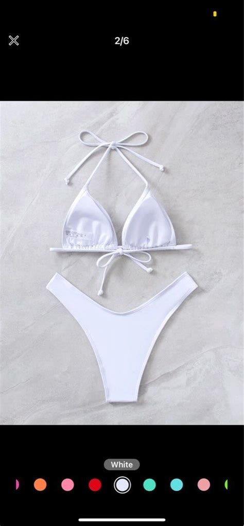 White Triangle Bikini Set Women S Fashion Swimwear Bikinis Swimsuits On Carousell