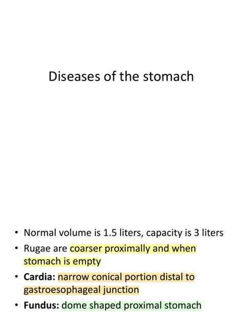 Diseases of the Stomach | PDF | Stomach | Medical Specialties