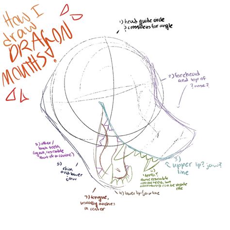 Dragon mouth/jaw/tooth tutorial! | Drawing tips, Concept art drawing, Dragon sketch