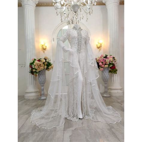 Jual GAUN AKAD NIKAH DUYUNG MERMEID BEREKOR BAJU PENGANTIN MODERN