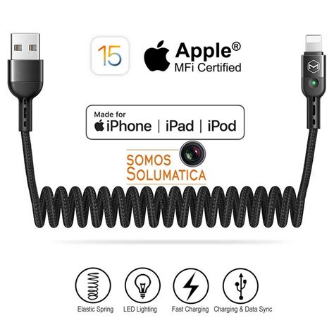 Cable Usb Lightning Carga Rapida Espiral Para Auto Mcdodo