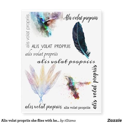 Alis Volat Propriis She Flies With Her Own Wings Temporary Tattoos