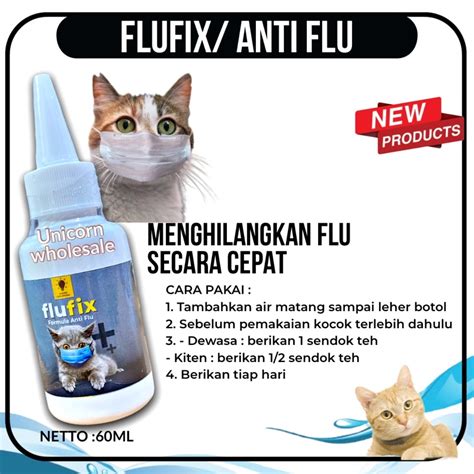 Jual Obat Anti Flu Batuk Pilek Kucing Flufix Flucat Doxy Coldy Cat Ml