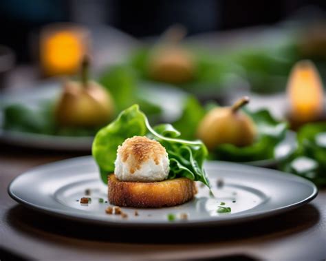 Croustillants de Chèvre et Poire sur Lit de Mâche à l Orientale