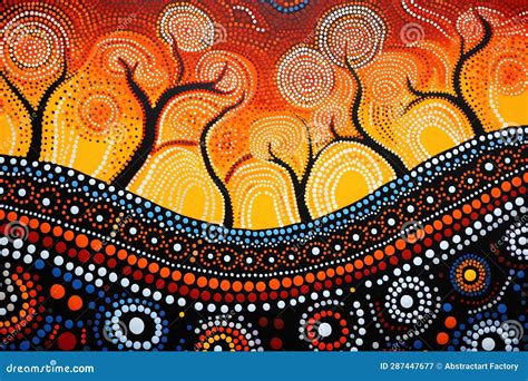 Australia Culture Art With River And Tortoise Sea Life Aboriginal