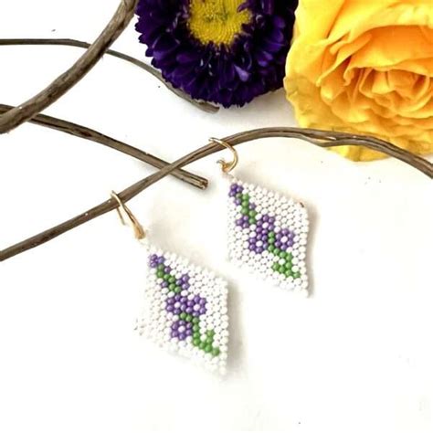 Aretes Chaquira Blanco Con Azul Albor Arte Mx