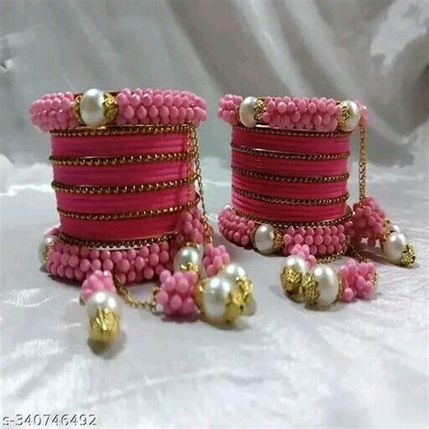 Pink Indian Bollywood Bridal Traditional Wedding Metal Bangles Fashion