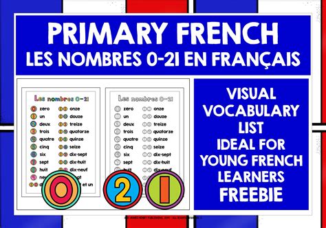 FRENCH NUMBERS 0-21 VISUAL VOCABULARY LIST FREEBIE | Teaching Resources