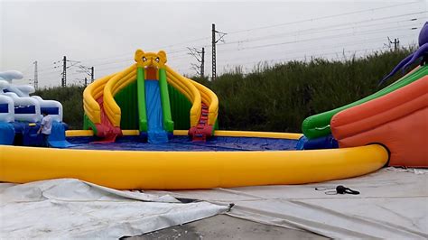 Inflatable Water Park On The Land Youtube