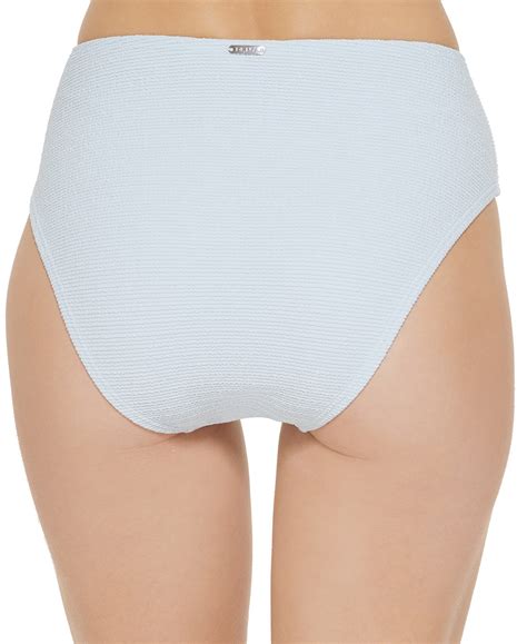 Dkny Womens Blue Textured High Waist Bikini Bottom Couturepoint