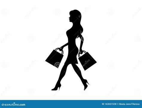 Mujer Silueta Sosteniendo Bolsas De Compra Vectorial Ilustración Del Vector Ilustración De