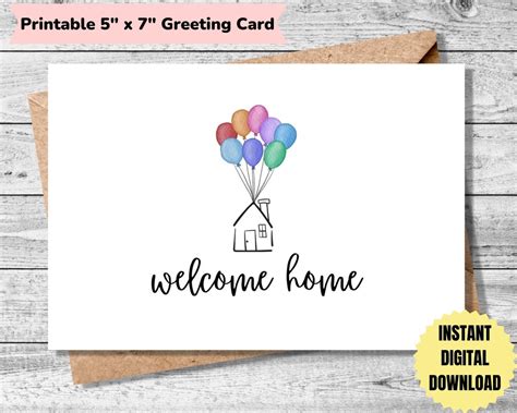 Printable Greeting Card Welcome Home Card Housewarming Card