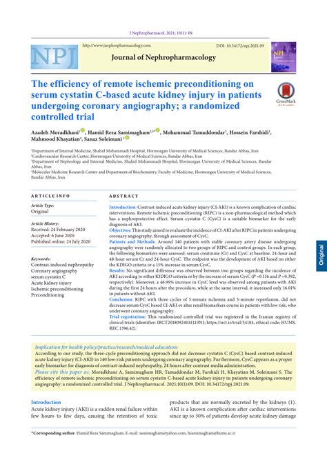 PDF The Efficiency Of Remote Ischemic Preconditioning On Serum