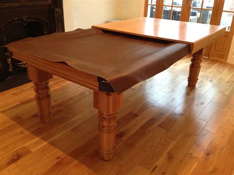 Ft Oak Snooker Dining Table Straight Turned Legs Green Cloth