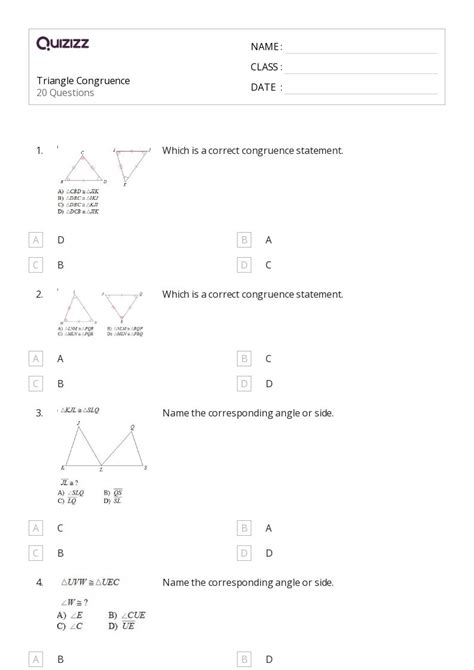 50 Congruence Worksheets For 10th Class On Quizizz Free And Printable