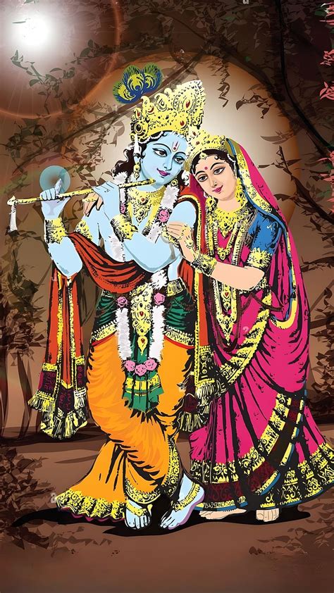 Radha Krishna Beautiful Animated Lord God Kanha Hd Phone Wallpaper