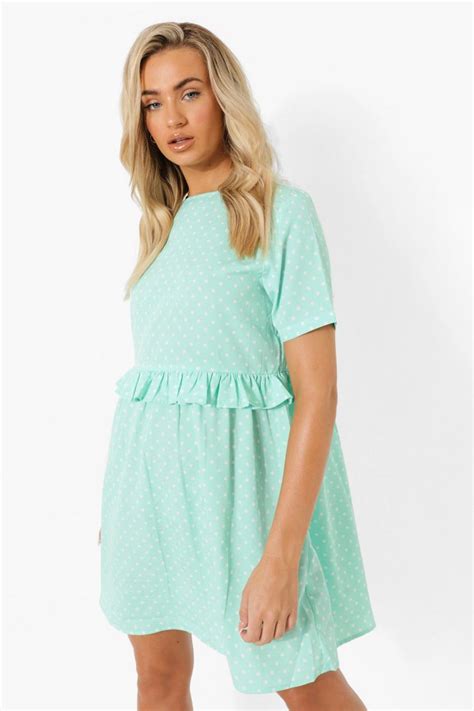 Polka Dot Ruffle Smock Dress Boohoo