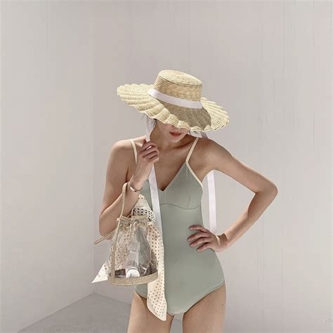 CÓ SẴN Bikini Lili BASIC màu pastel nhẹ monokini một mảnh viền dây trắng bộ bơi kiểu