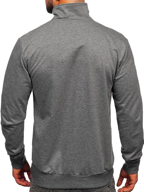 Bolf Herren Sweatshirt Mit Reißverschluss Anthrazit B228