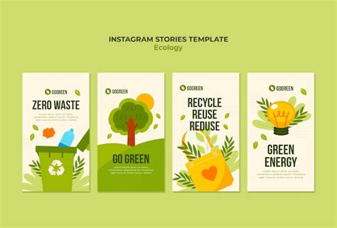 Premium PSD Flat Design Ecology Concept Instagram Stories