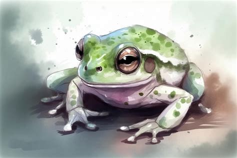 Premium AI Image | A watercolor painting of a green frog.