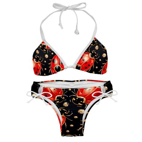 Seven Starred Ladybird Detachable Sponge Adjustable Strap Bikini Set