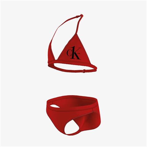 Calvin Klein Triangle Çocuk Kırmızı Bikini Takımı ÇOCUK Mayo Mayoşort