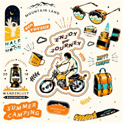 Free Vector Summer Camping Stickers