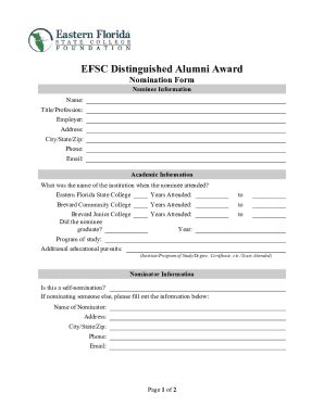 Fillable Online Alumni Awards Nomination Form Fax Email Print