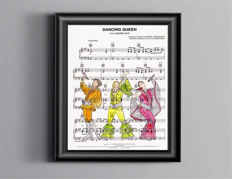 Mamma Mia Dancing Queen Sheet Music Art - Etsy