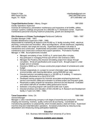 Robert Pate Resume Pdf