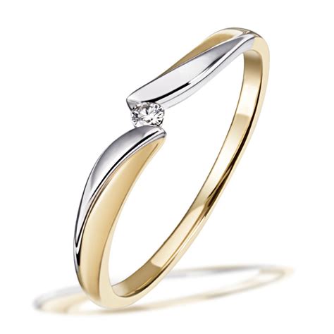 Damenring Verlobungsring Bicolor Gold Brillant Ct P H